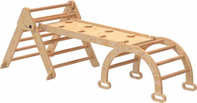 struttura da arrampicata 7 in 1, scala ad arco, scala triangolare, rampa, parete da arrampicata, scivolo, per bambini da 1,5 a 4 anni, pieghevole, legno