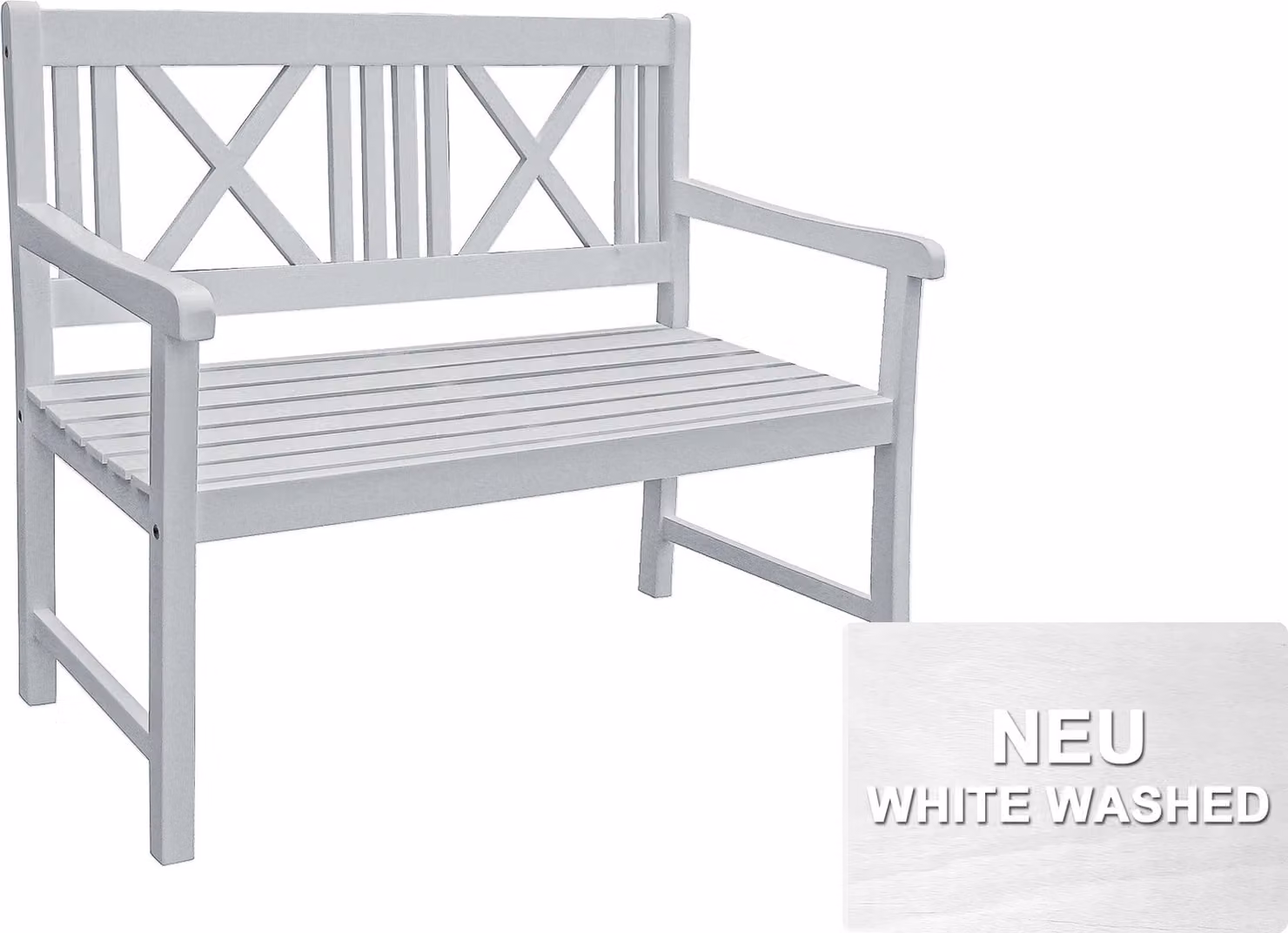 Panchina da giardino Garden Pleasure MALMÖ a 2 posti L 120 x P 59 x H 89 cm, colore: bianco