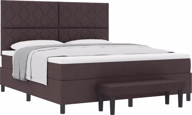 Letto a molle marrone scuro 180 x 200 cm in tessuto e materiale a base di legno