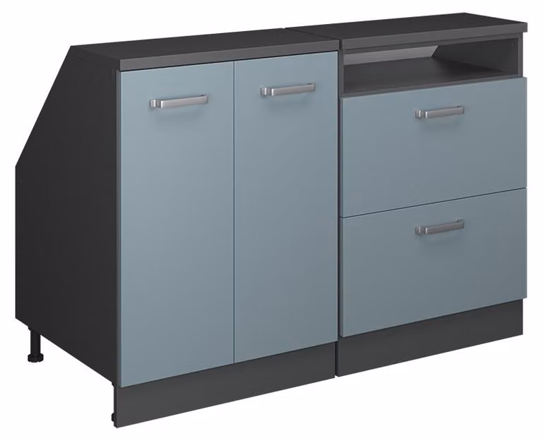 Mobile cucina sottotetto Vicco R-Line Grigio-blu 120 cm Set di 2 carcasse armadio profondità 60 cm, Model 60247