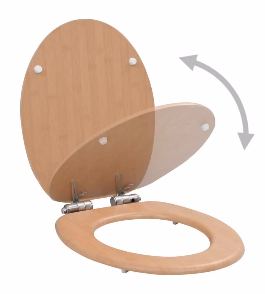 Tavoletta WC Coperchio Chiusura Morbida MDF Design a Bambù