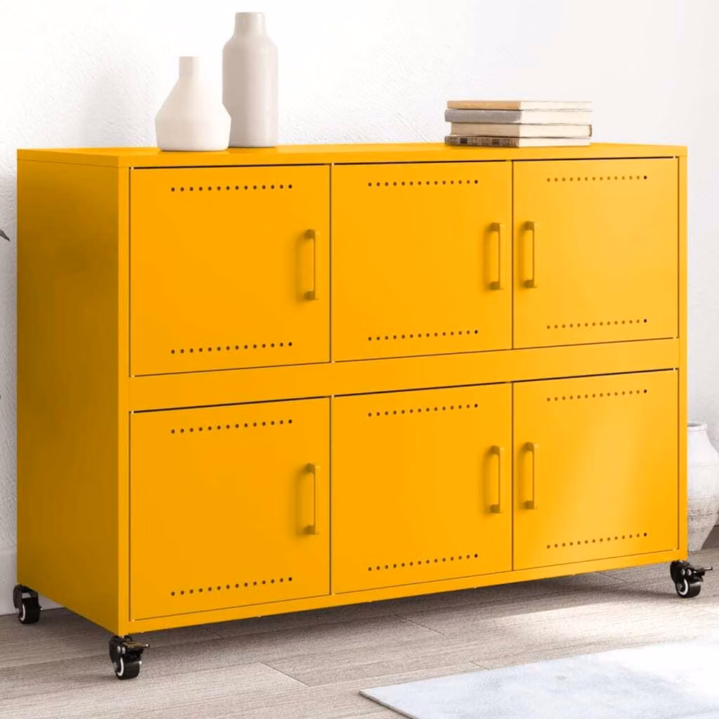 vidaXL Credenza giallo senape 100,5x39x72 cm acciaio