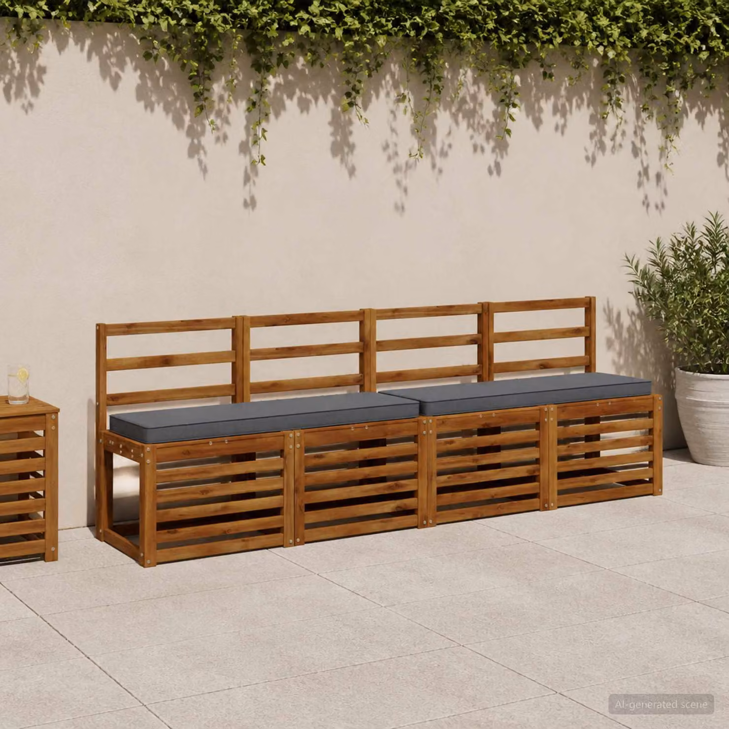 Set di 2 cuscini per panchina vidaXL VUGHT in poliestere blu con rivestimento rimovibile e resistente ai raggi UV