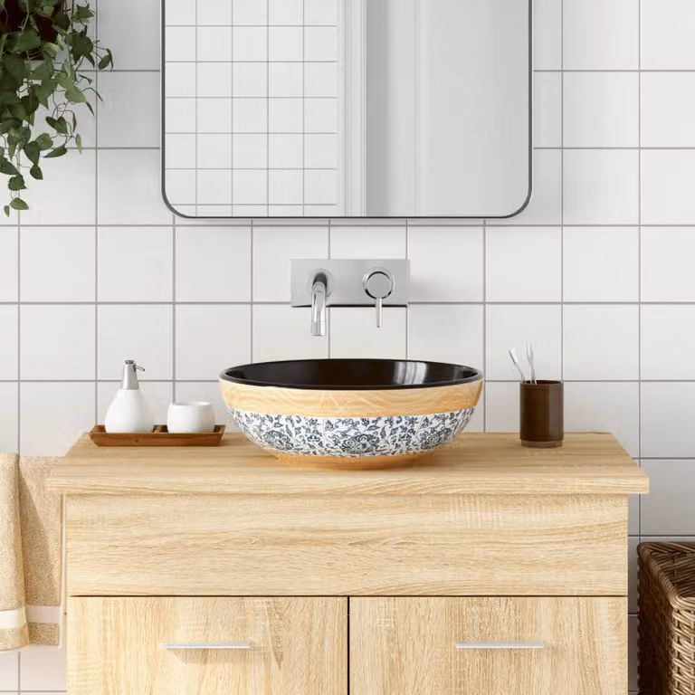 Lavabo da appoggio rotondo vidaXL in ceramica multicolore Diametro: 41 cm, Altezza: 14 cm
