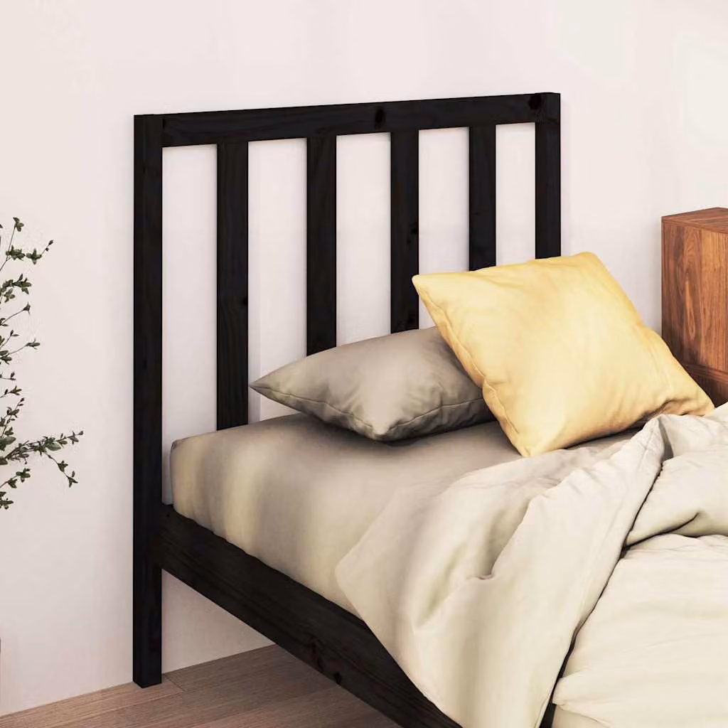 vidaXL Testiera per Letto Nera 81x4x100 cm in Legno Massello di Pino