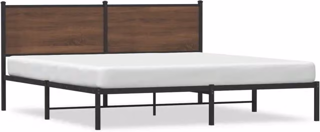 Letto matrimoniale in metallo e legno color rovere marrone L 160 x P 200 cm