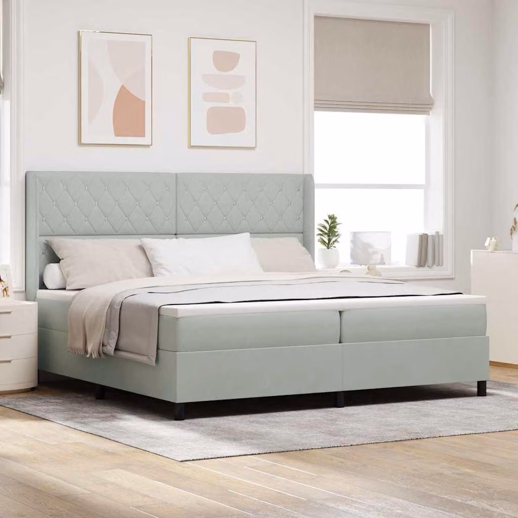 Maison Exclusive - Letto a molle con materasso Grigio chiaro 200 x 200 cm Velluto