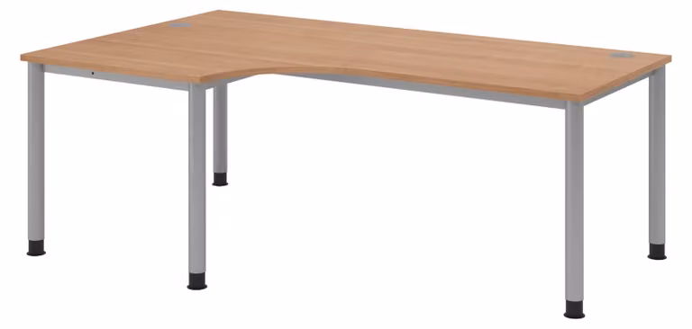 Scrivania bümö Serie H - Struttura: argento, finitura: noce, dimensioni: scrivania angolare 200 x 120 cm