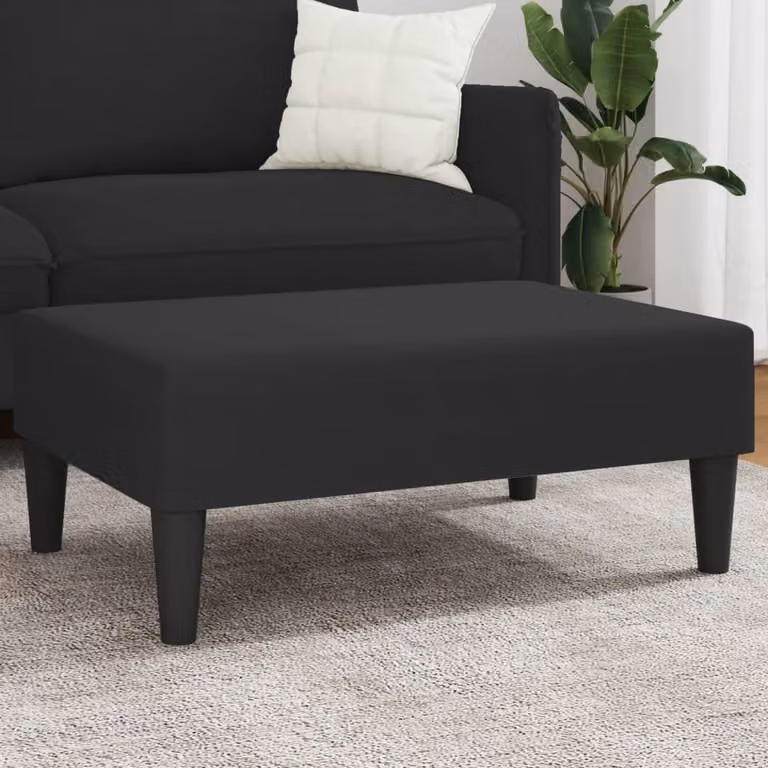 Poggiapiedi vidaXL in Velluto Nero L: 77 cm, P: 55 cm, H: 31 cm