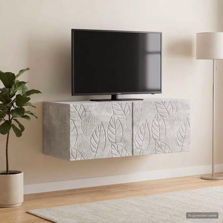 vidaXL Mobile Porta TV da Muro in Stile Vintage Grigio con Legno L: 98 cm, P: 31 cm, H: 30 cm