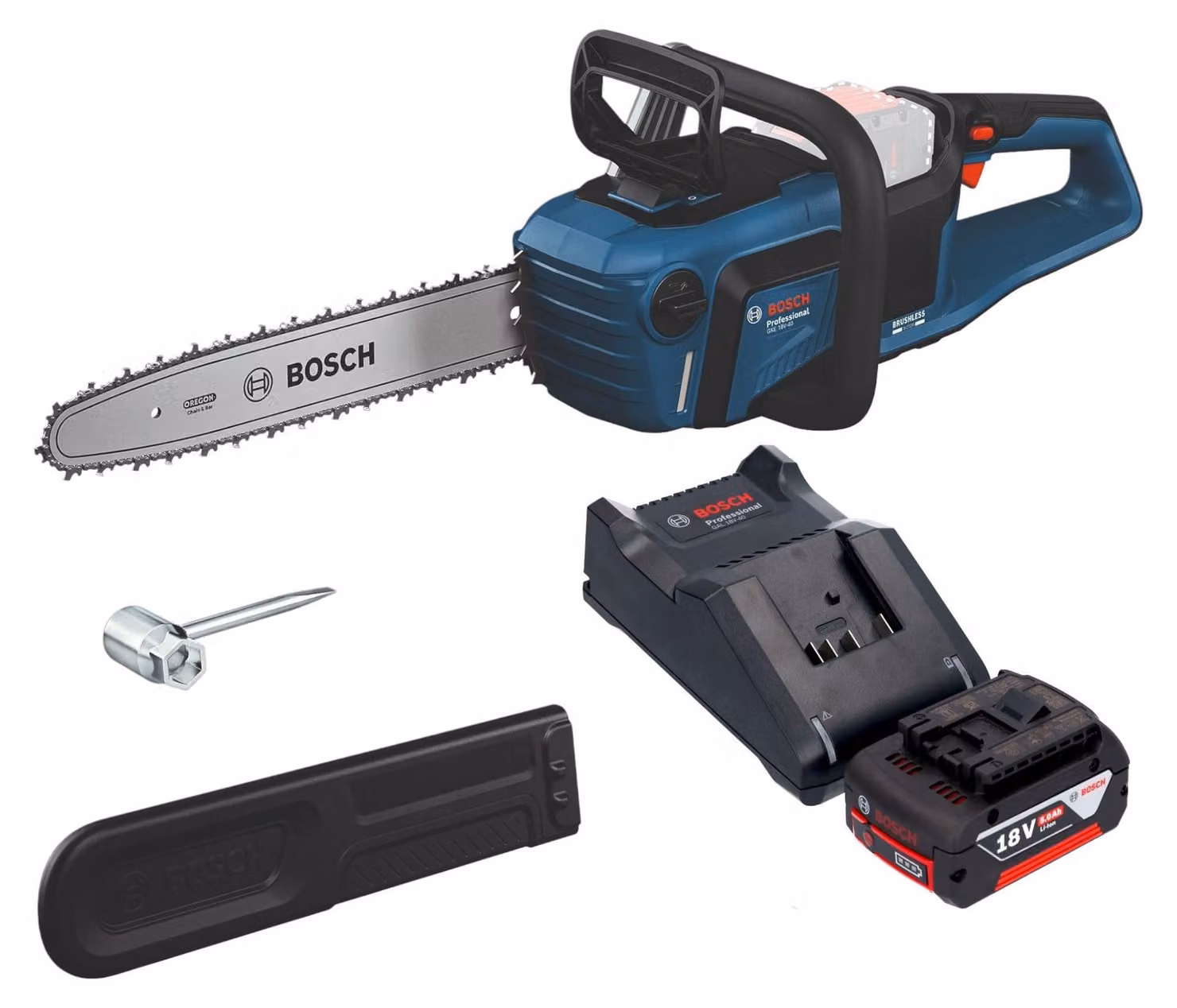 Bosch GKE 18V-40 Motosega professionale a batteria 18 V 40 cm senza spazzole ( 06008D3000 ) Solo - senza batteria, senza caricabatterie