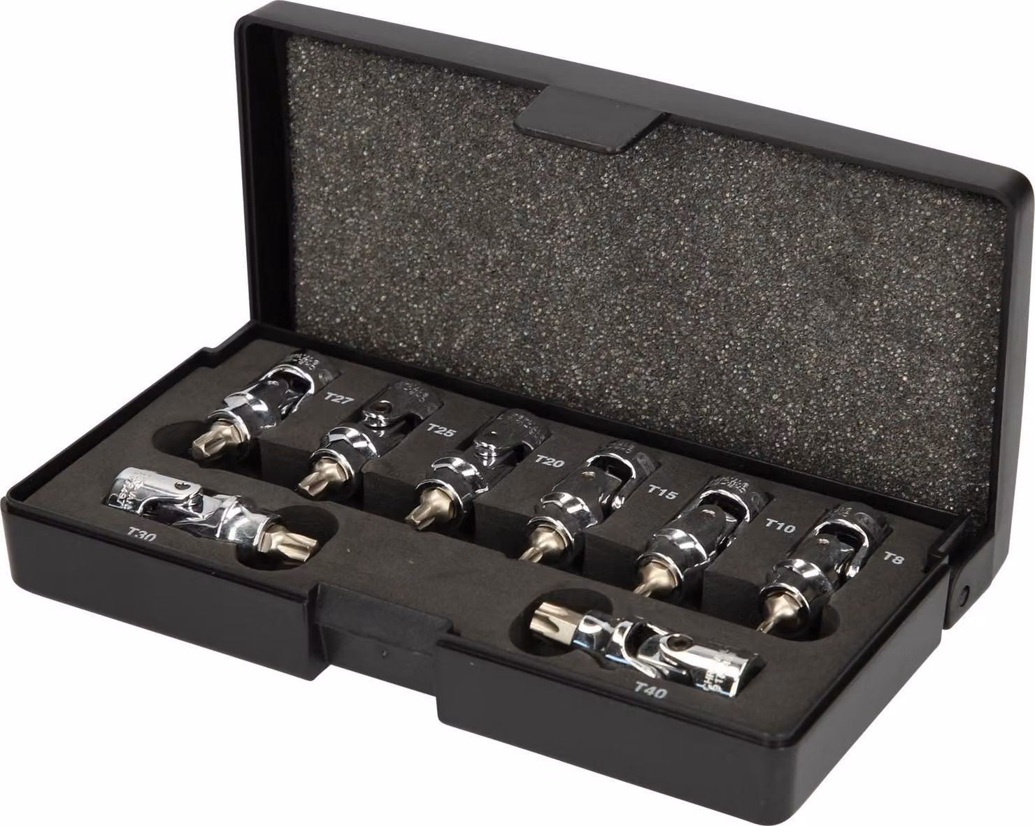 KS TOOLS 1/4" CHROMEplus set di bussole con snodo Torx 8 pz. T8-T40 - 917.1490