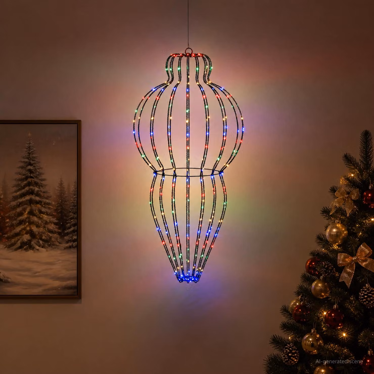 vidaXL Luce a punta di Natale 320 LED Multicolore Ø 40 x 75 cm