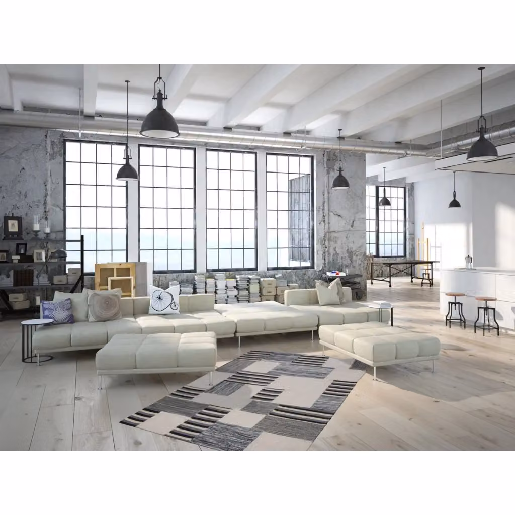 Tappeto rettangolare Omnia di Kendra Home in seta, lana e cotone color beige, annodato a mano – 2