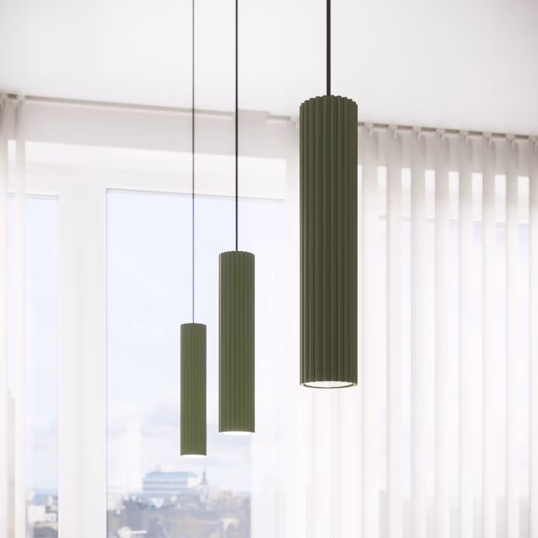 Lampada a sospensione ALORA SOLLUX LIGHTING, dimmerabile, Verde, Soggiorno / Sala da pranzo, Alluminio, Lampada a sospensione