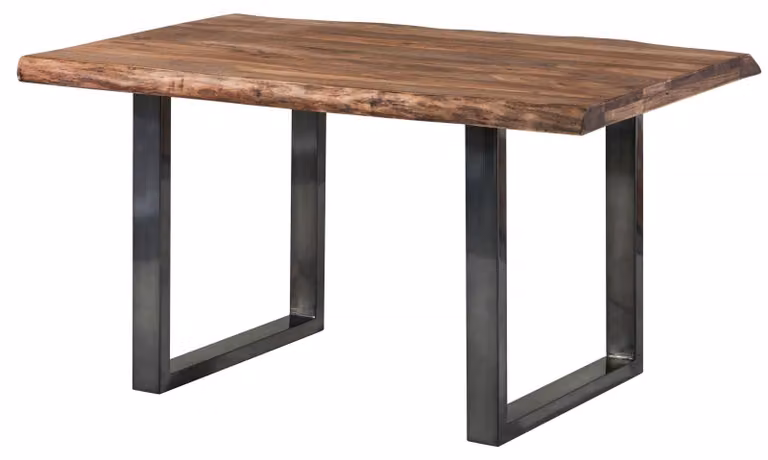 MASSIVMOEBEL24 | FREEFORM 5 tavolo da pranzo in legno di sheesham - verniciato grigio / gambe in ferro U antracite lucido 160x90