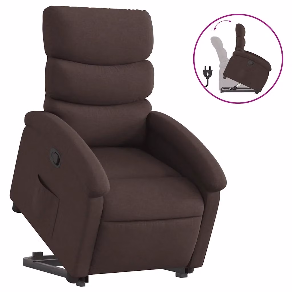 Poltrona Alzapersona Reclinabile vidaXL Marrone con Assistenza Elettrica e Braccioli – 2