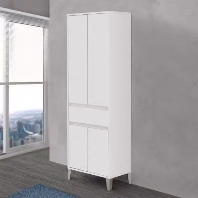 Colonna bagno da terra Way bianco lucido con 4 ante e 1 cassetto L: 60 cm, P: 35 cm, H: 185 cm