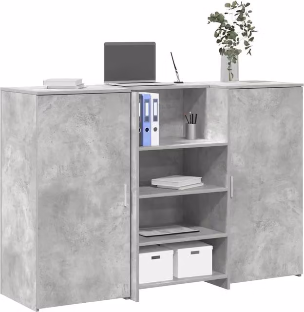 Banco Reception Grigio Cemento 155x50x103,5cm Legno Multistrato 3324199