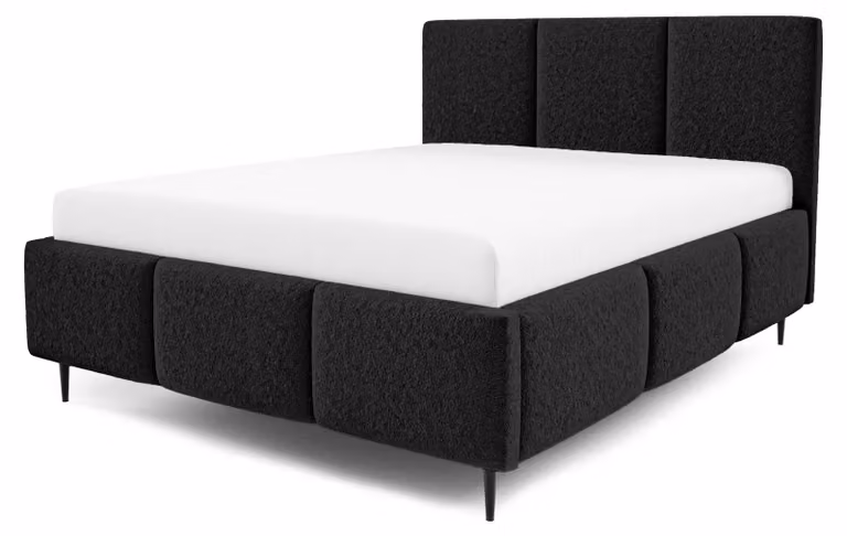 Letto imbottito con contenitore Melora, colore onyx, dimensioni 180 x 200 cm