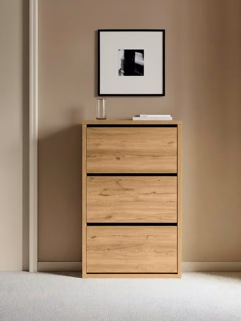 Scarpiera a parete Lomed Kenay Home in legno e MDF, colore beige e marrone, stile moderno