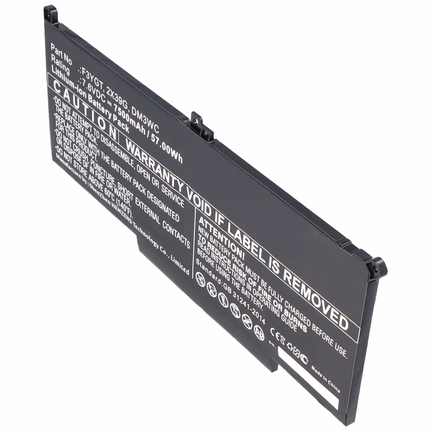 Batteria adatta per Dell Latitude 12 7000, 7480, E7480, 0F3YGTY, 0MYJ96, MYJ96 7,6V 7500mAh