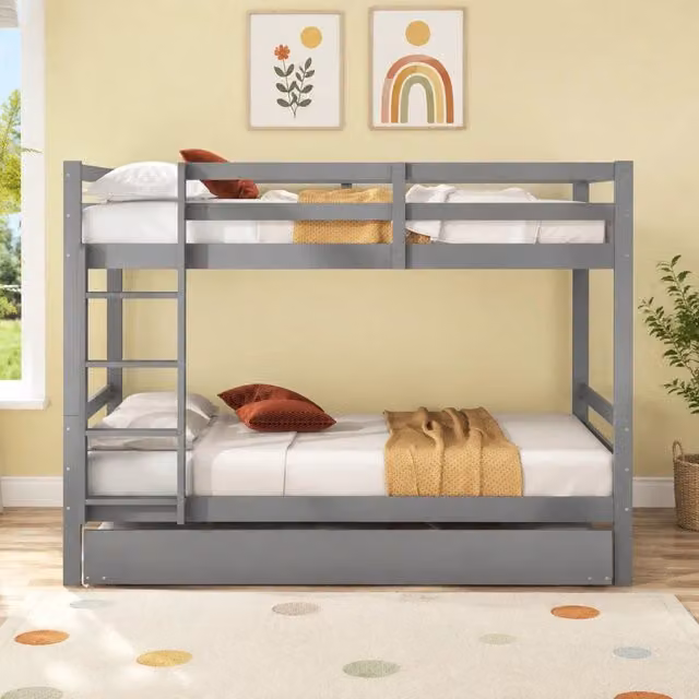 Letto a castello con letto estraibile 140 x 200 cm in pino grigio