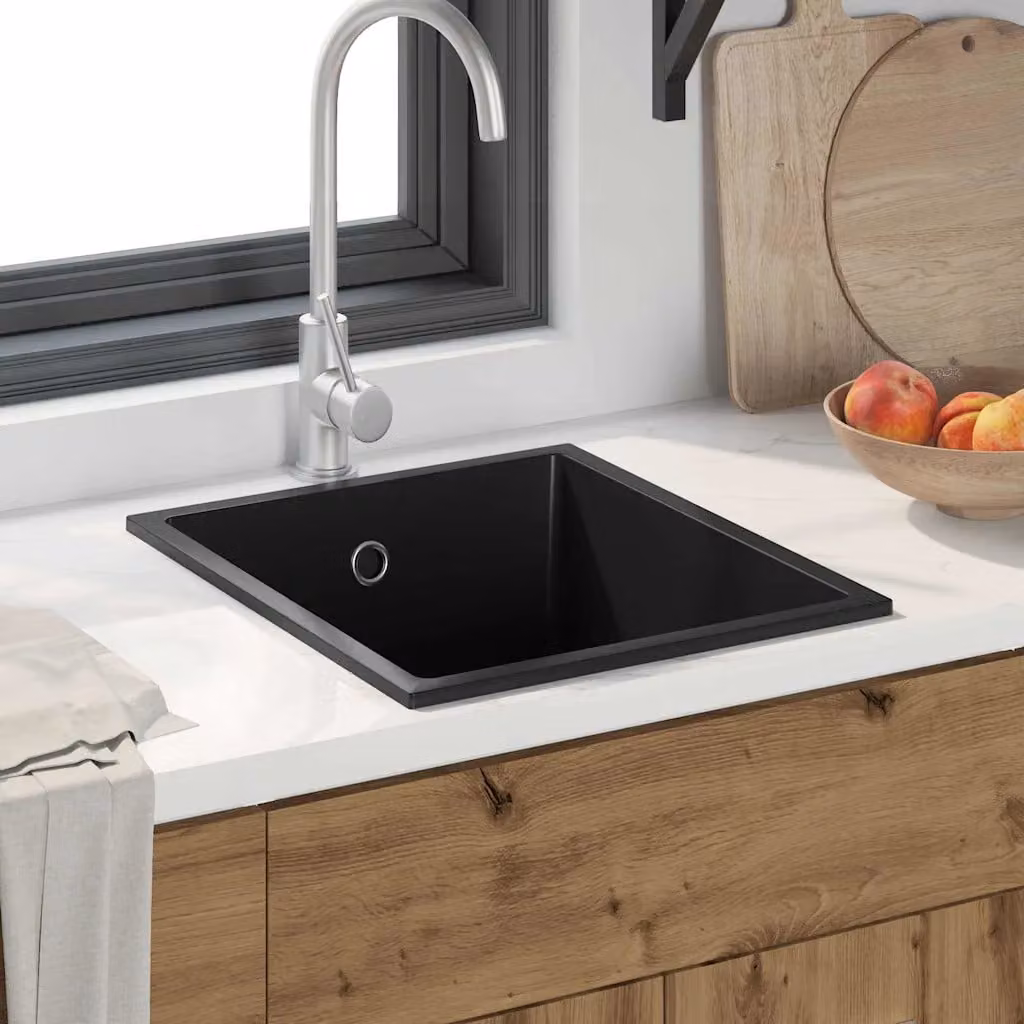 Lavello da cucina vidaXL in granito nero L/P/H: 38 x 44 x 20 cm
