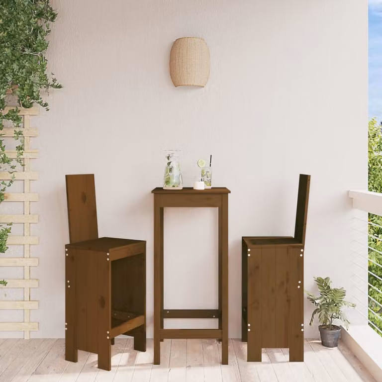 Set di 2 sgabelli vidaXL in legno massello di pino color marrone ambra per giardino e terrazzo, L/P/H: 40 x 42 x 120 cm