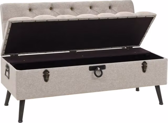 Cassapanca con Schienale-Baule-Armadietto contenitore 110 cm Crema in Tessuto
