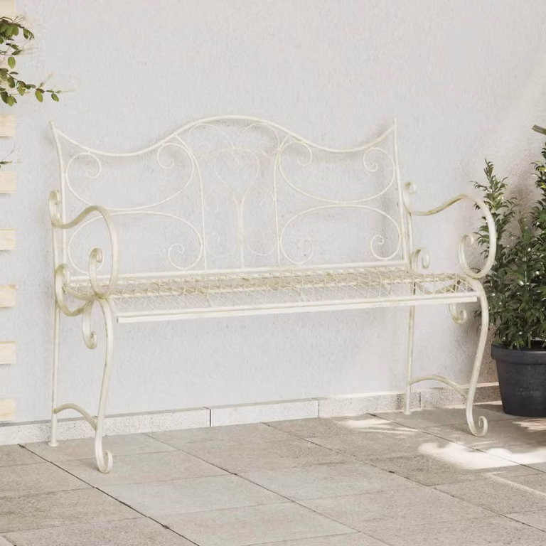 Panchina da giardino vidaXL a 2 posti in acciaio bianco L/P/H: 114 x 54 x 90 cm