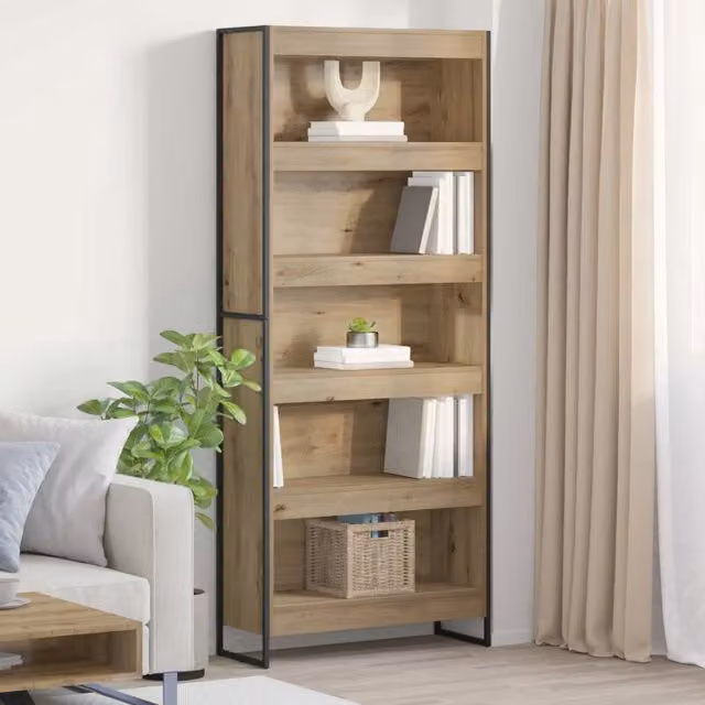 Armadio per Libri Industrial vidaXL in MDF e Metallo, Marrone Opaco, L 80 x P 30 x H 189,5 cm – 1