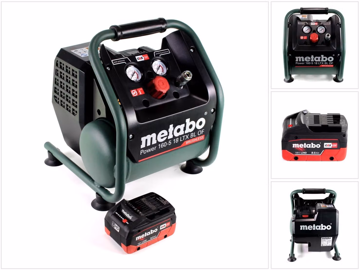 Compressore a batteria Metabo Power 160-5 18 LTX BL OF 18 V 8,0 bar Brushless + 1x pacco batteria LiHD 8,0 Ah - senza caricabatterie