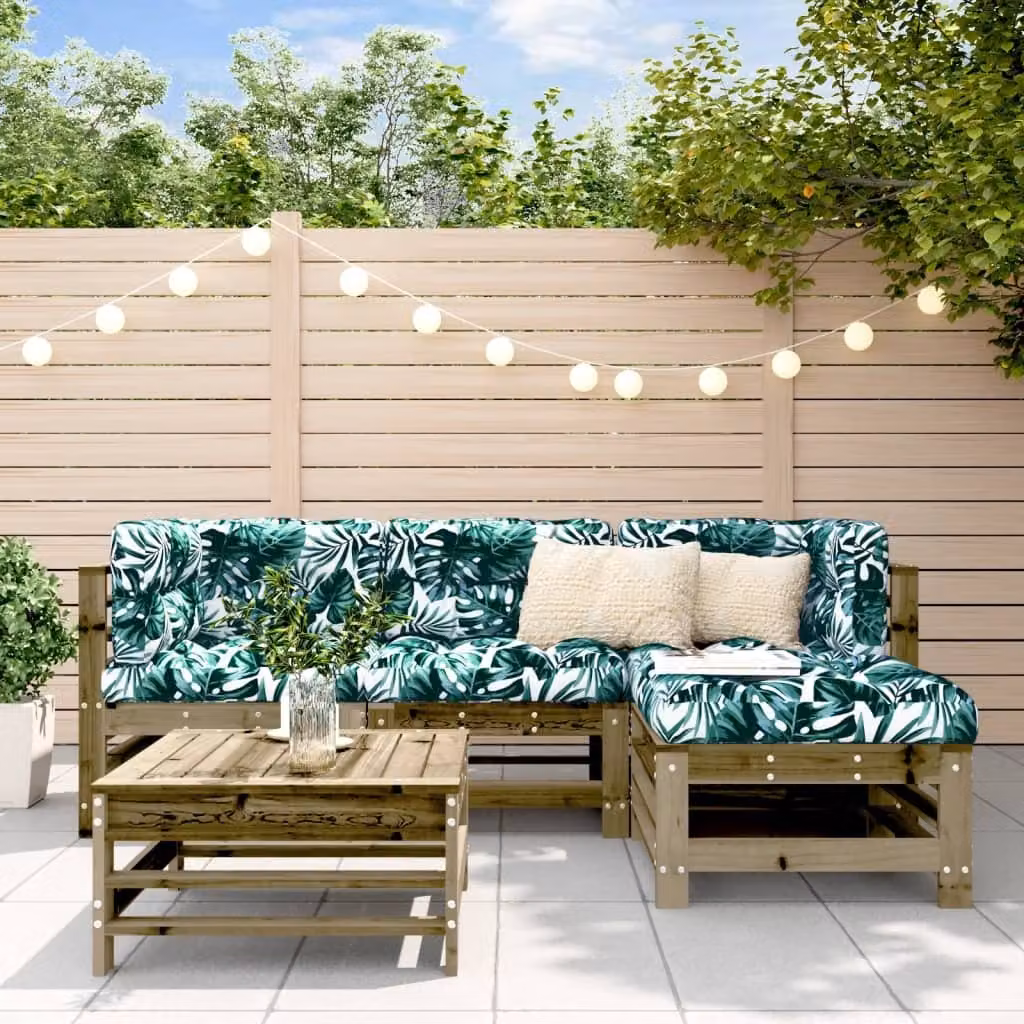 Maison Exclusive - Set da giardino da 5 pezzi con cuscini, in legno di pino trattato
