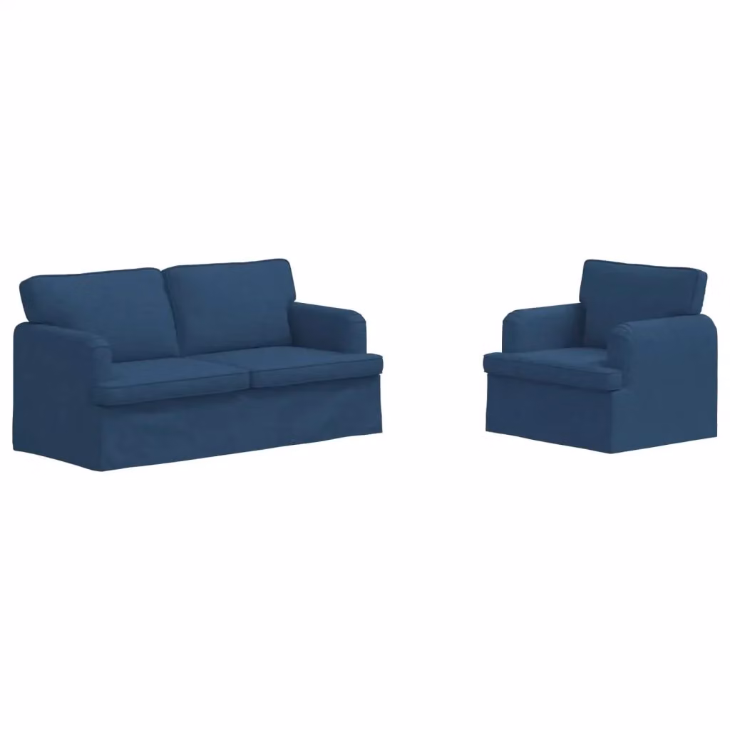Set di 2 divani vidaXL moderni in tessuto blu con struttura in metallo L: 162 cm, P: 80 cm, H: 85 cm – 2