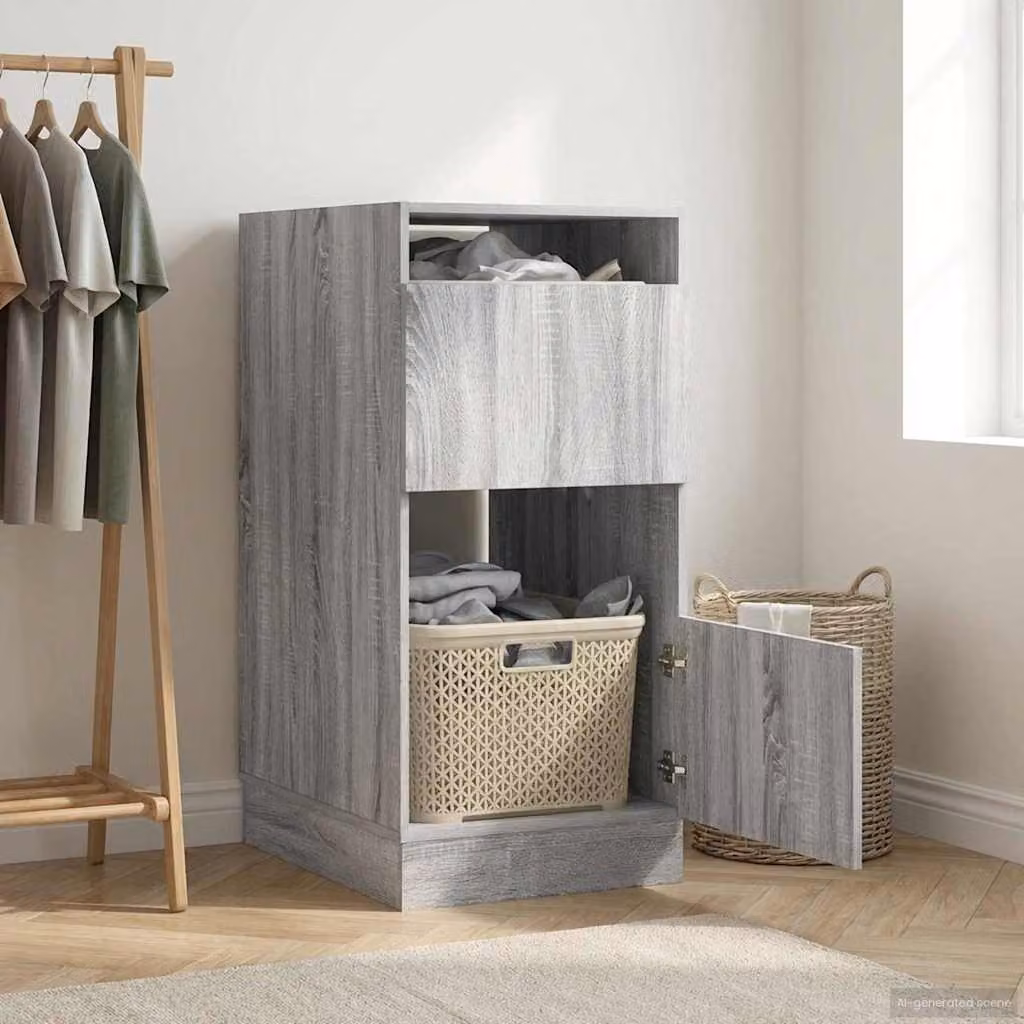 Mobile da lavanderia vidaXL con ante, Grigio Sonoma, L: 50 cm, P: 68 cm, H: 102 cm