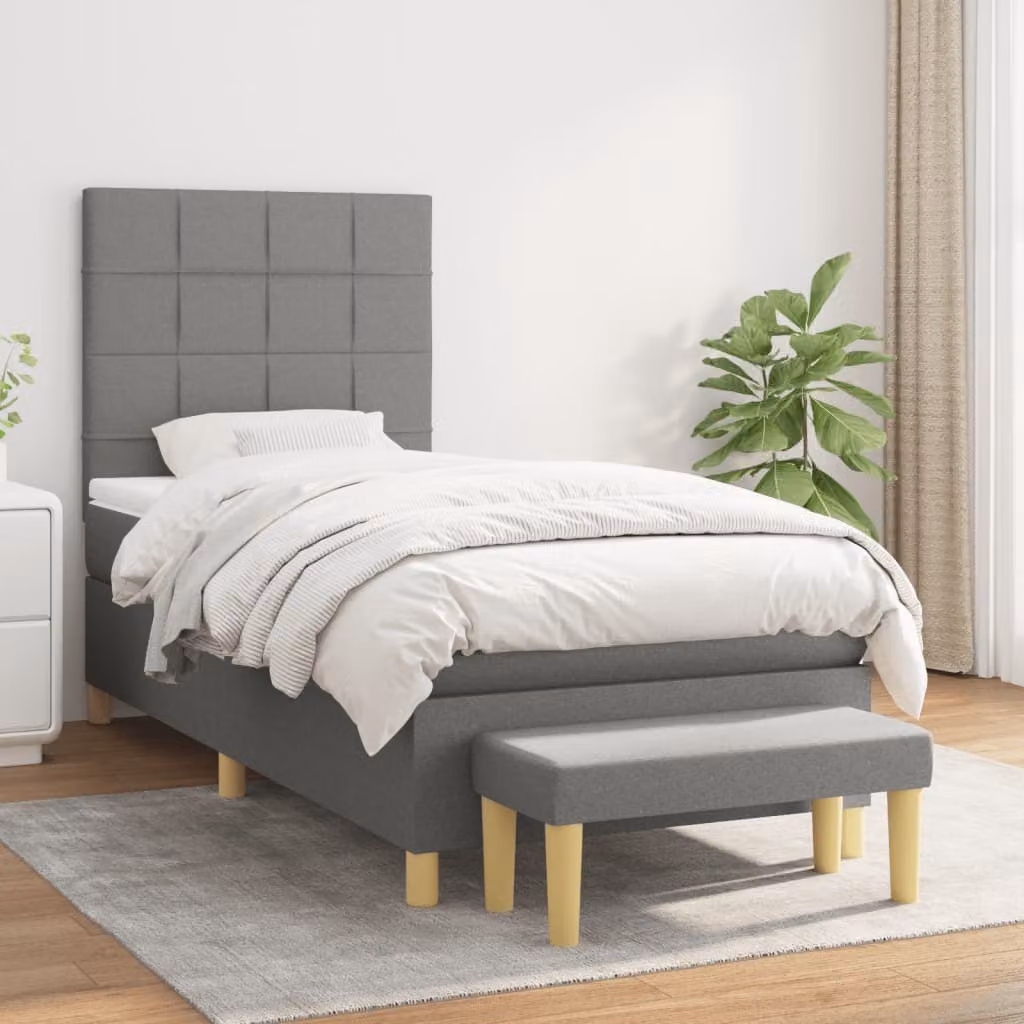Maison Exclusive - Giroletto a Molle con Materasso Grigio Scuro 90x200 cm Tessuto