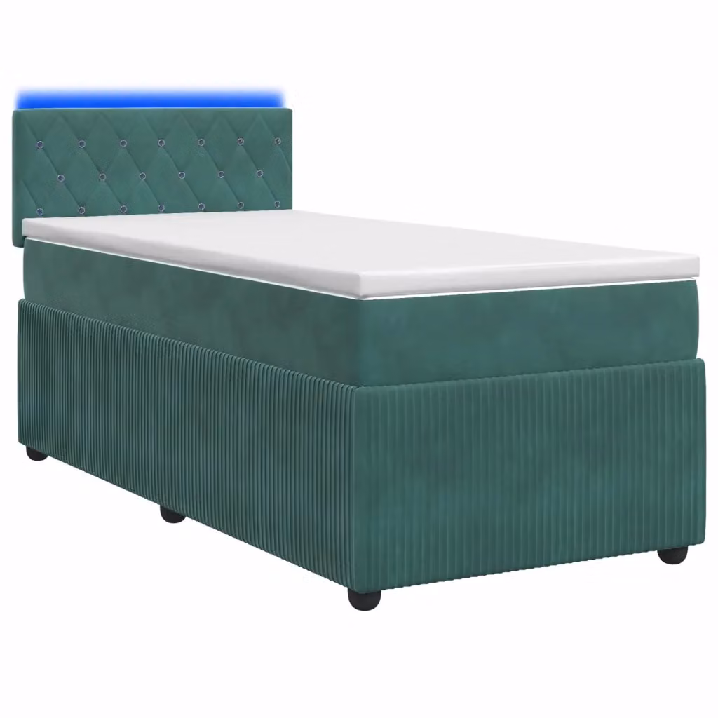 Letto box spring ibrido vidaXL in velluto verde con materasso a molle insacchettate e base contenitore, L 200 cm x L 80 cm – 2