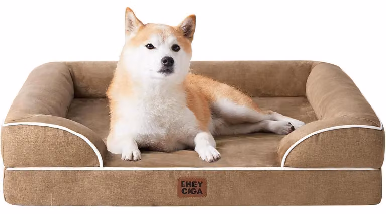 Cuccia ortopedica per cani, 89x56 cm, realizzata in memory foam con bordo rialzato, lavabile, impermeabile, antiscivolo, marca "Kamel"