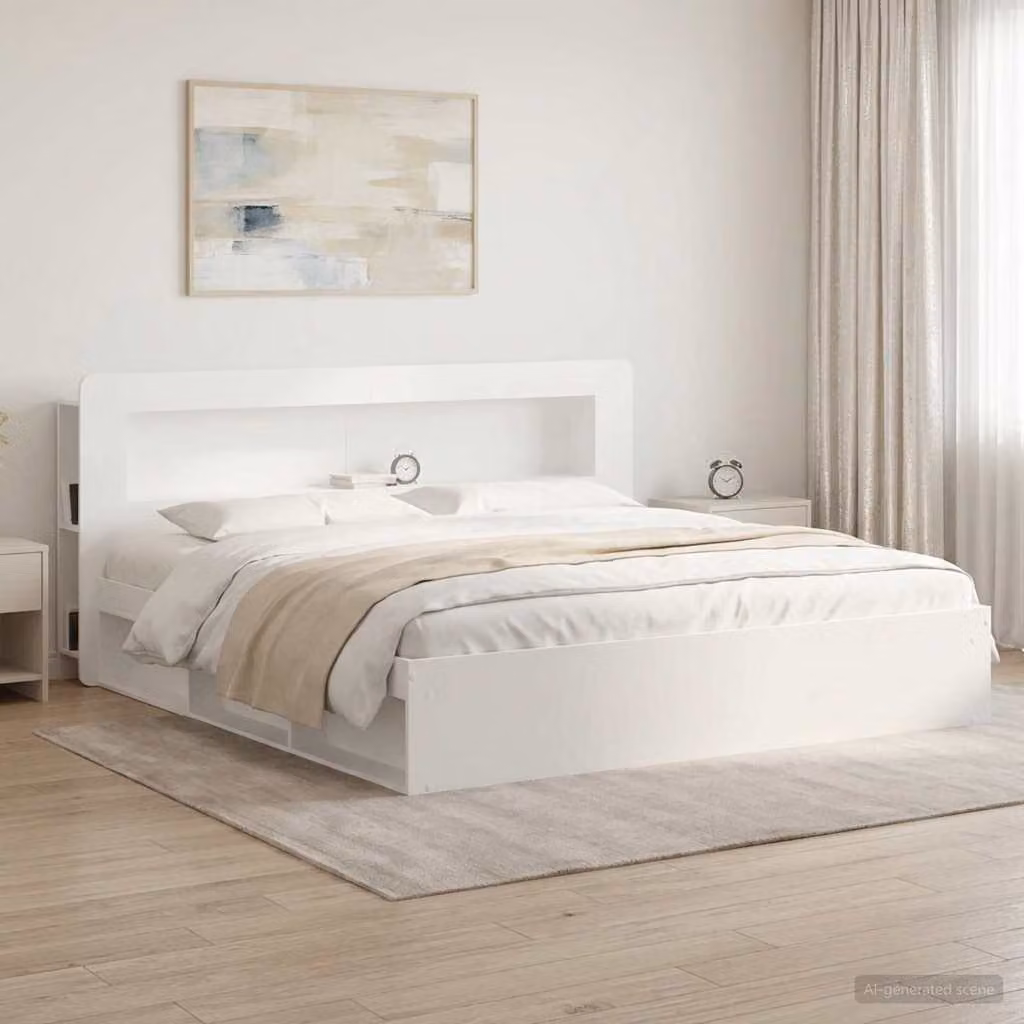 Testata del letto con ripiani integrati vidaXL in legno ingegnerizzato bianco