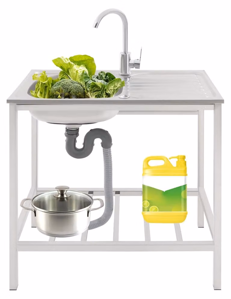 Lavello da cucina in acciaio inossidabile con una vasca, da appoggio