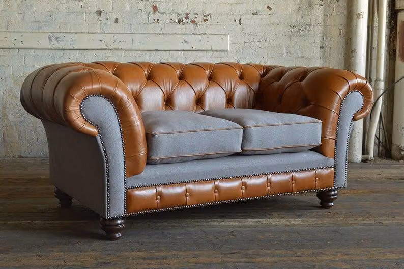 Design Sofa 3 Sitzer Couch Chesterfield Polster Sitz Garnitur Leder