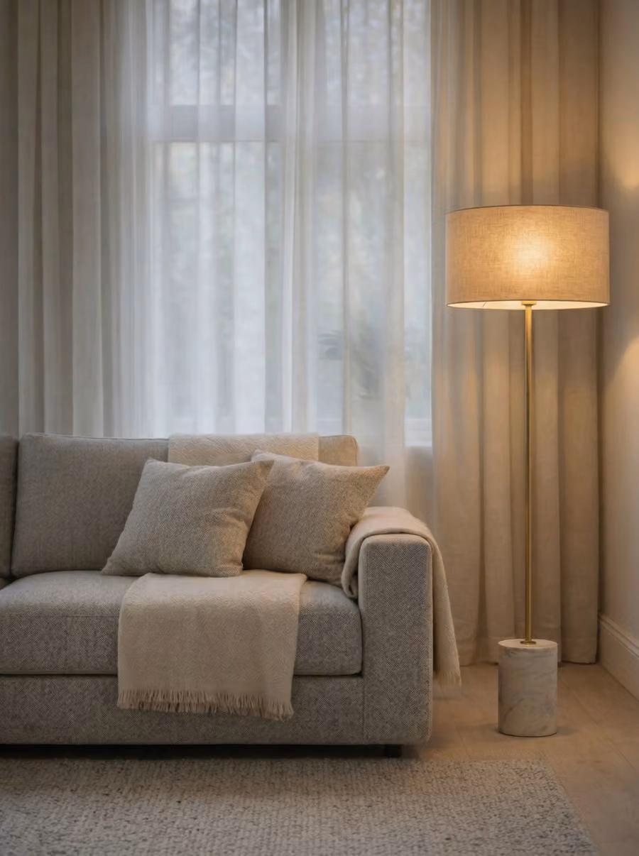 Pierre Kenay Home lampada da terra moderna in oro e beige, H 140 cm, L 40 cm, P 40 cm – 2