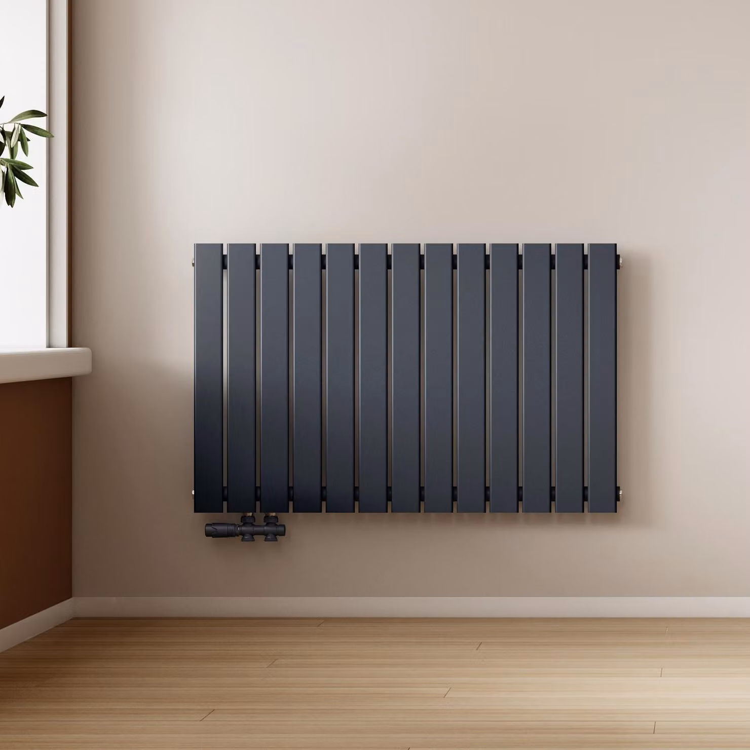 Radiatore EMKE, modello a pannello, piatto, 63 x 100,6 cm, a singolo strato, potenza 712 W, colore antracite
