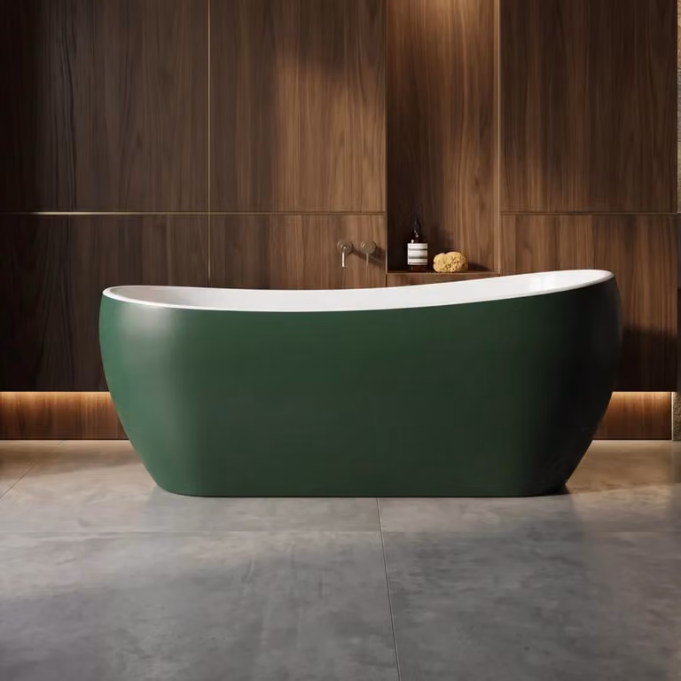 Vasca da bagno verde freestanding da 170 cm in composito, sifone in omaggio