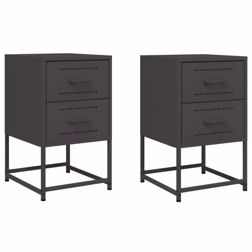 Set di 2 comodini Design Mania in metallo nero opaco, stile industrial, L/P/H: 36 x 39 x 60,5 cm – 2