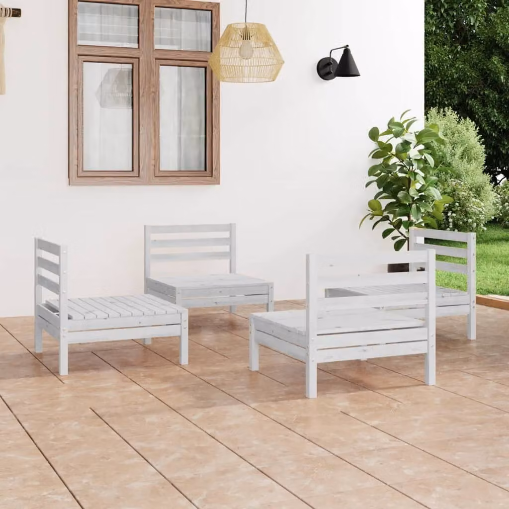 Maison Exclusive - Set Divani da Giardino 4 pz Bianco in Legno Massello di Pino