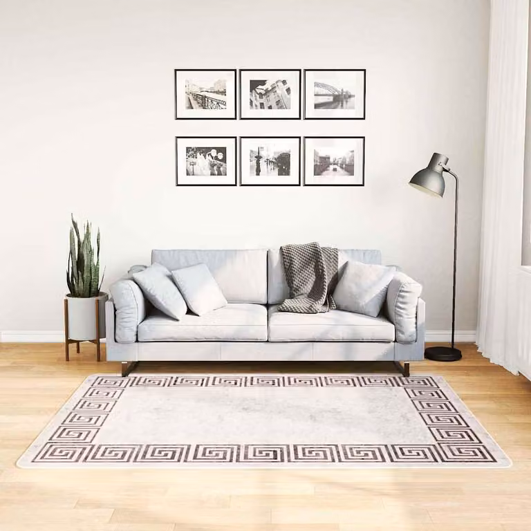 vidaXL Tappeto Lavabile Moderno in Poliestere Beige L: 120 cm, P: 180 cm