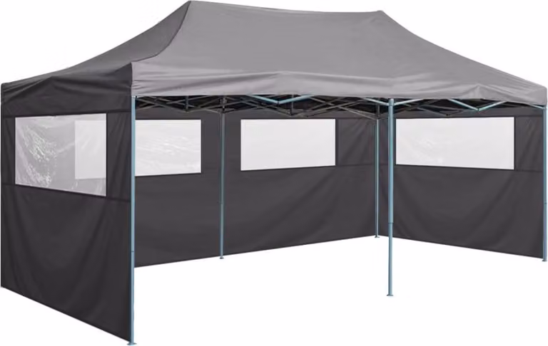 Gazebo Pieghevole con 4 Pareti 3x6m Acciaio Antracite