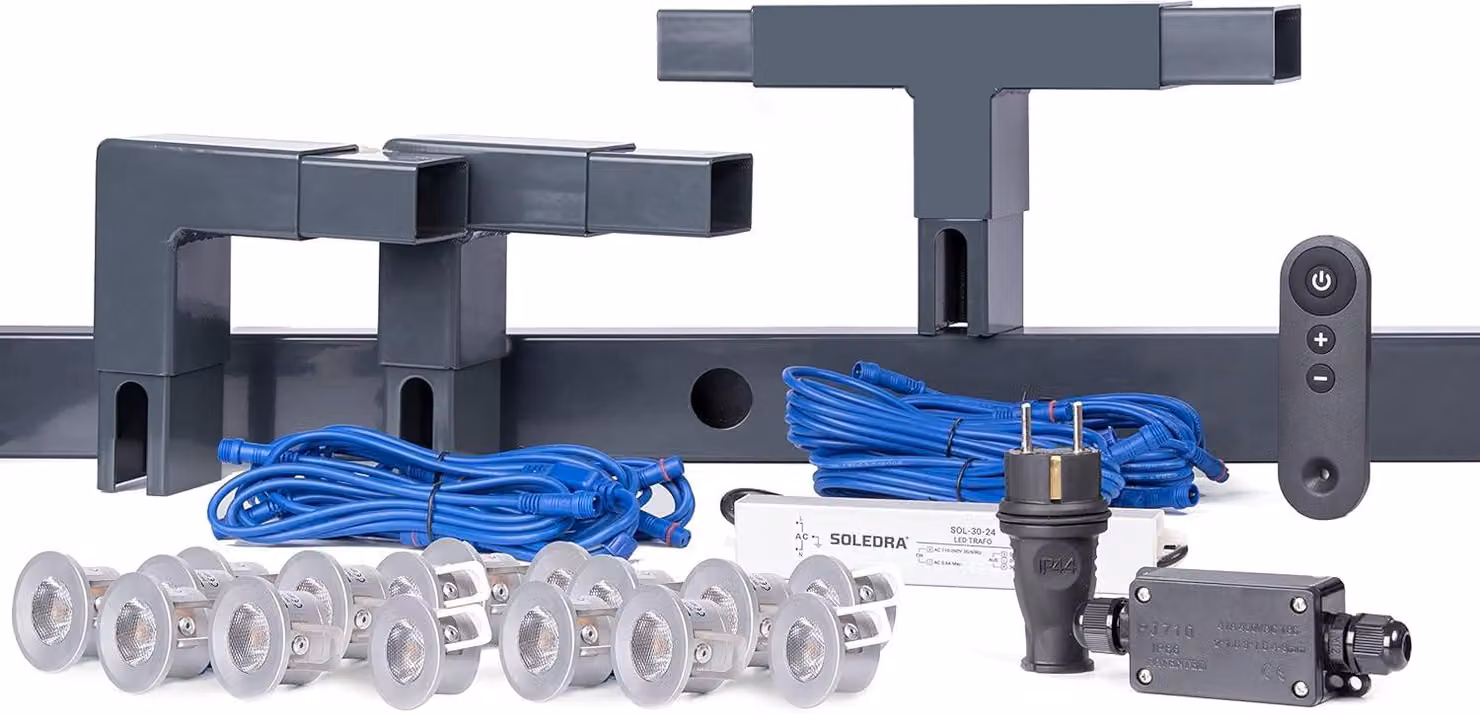 Alberts 740153 Set di luci, antracite, 6 sorgenti luminose per 6 m, profilo 60 x 40 mm